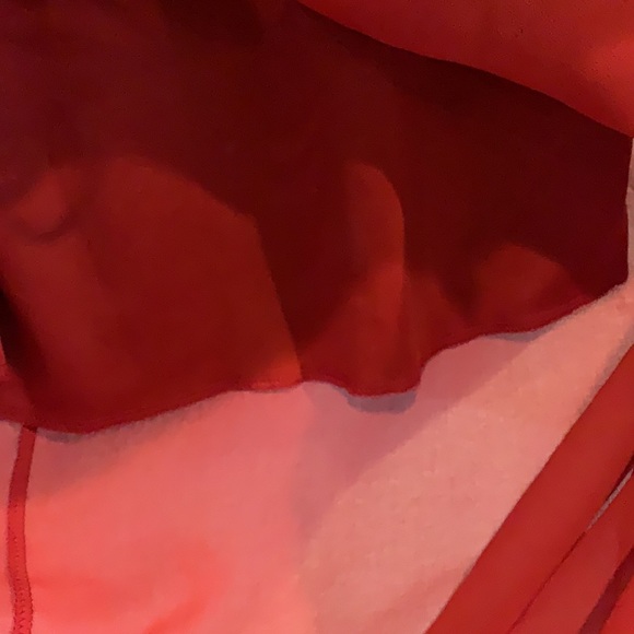 L Trac dress. black and white striped bust with brick color detail. - Picture 3 of 5